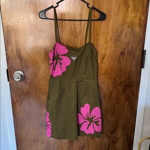 Urban Outfitters Olive Green and Pink Mini Dress